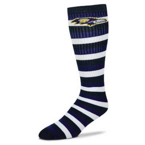 Baltimore Ravens Striped Knee High Hi‎ Tube Socks - One Size Fits Most - Picture 1 of 1